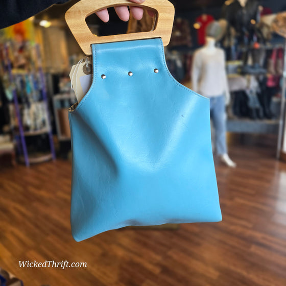 CLEARANCE! QUEEN BEE Blue Handbag w. Birds