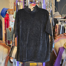  PRICE DROP! VENIZIA JEANS Black Velvet High Neck Short Sleeve Top 22/24